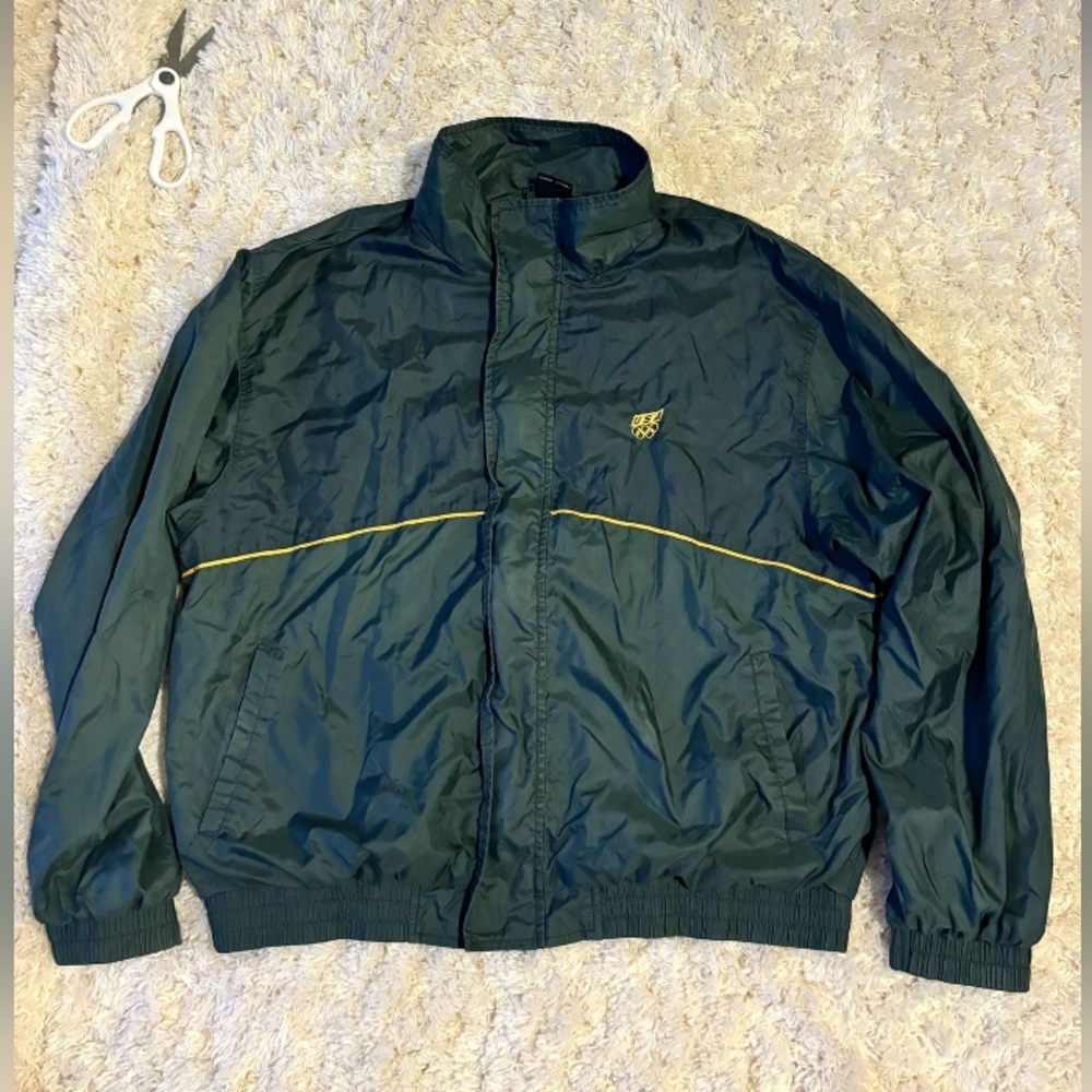 Olympic green windbreaker